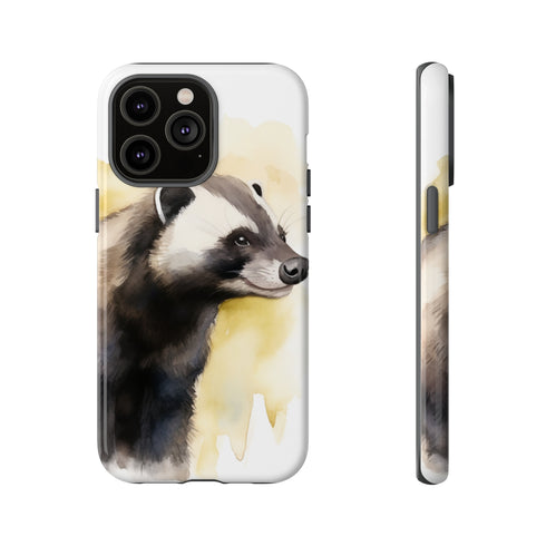 Badger on a Yellow Background - Impact Resistant Phone Case iPhone 14 Pro Max Glossy
